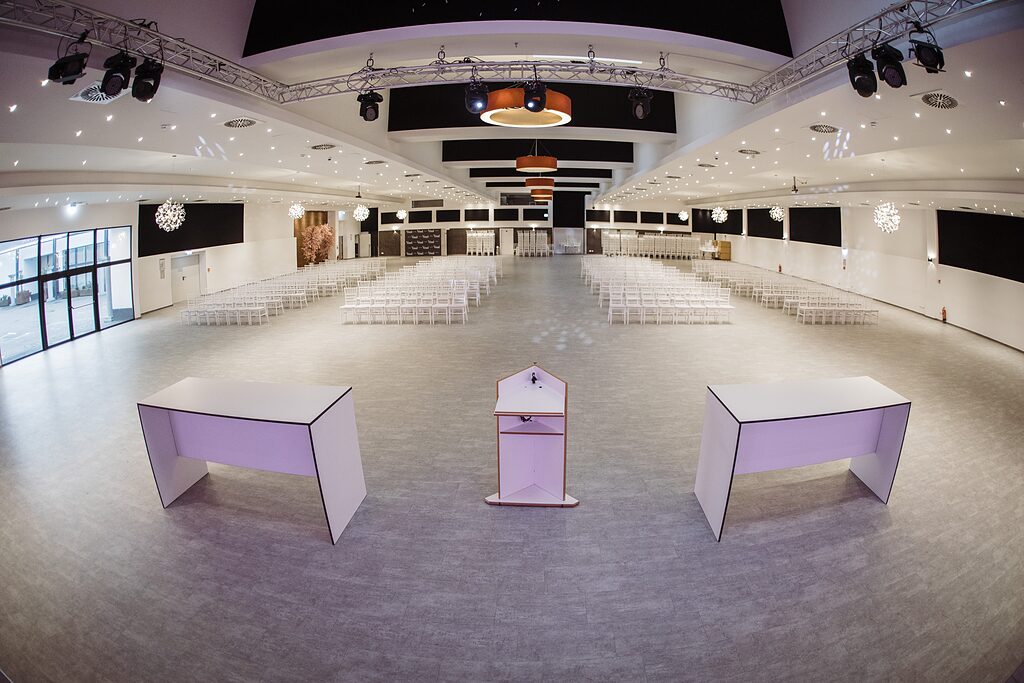 Übersicht der kombinierbaren Ausstellungsfläche im Visaal Krefeld
